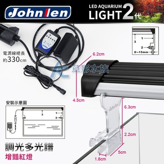 【AC草影】Johnlen 中藍 第二代 調光型多光譜LED增豔紅燈（33W/60cm）【一組】