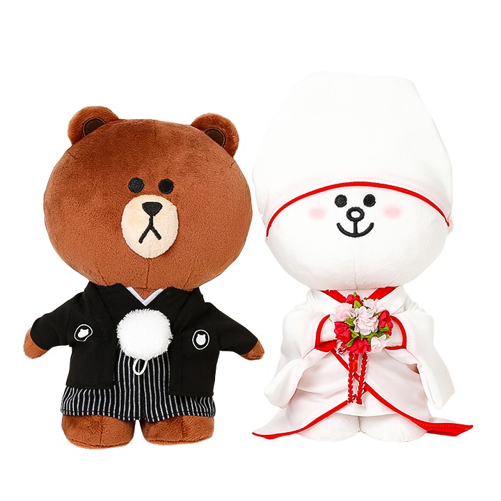 來自日本 ~ 熊大兔兔 日式婚禮和服 公仔 LINE Friends 婚禮系列 ~讓我們一起幸福吧!! 《日本限定》
