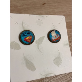 。superman 超人耳針耳環。