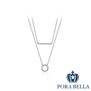 <Porabella>925純銀鋯石項鍊 雙層疊戴輕奢小眾設計感 鎖骨鍊 純銀項鍊 Necklace