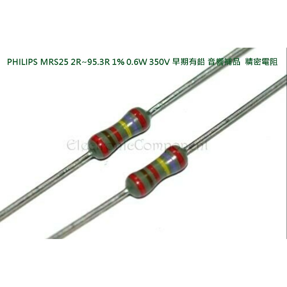 飛利浦PHILIPS MRS25 2R~95.3R 1% 0.6W 350V 早期有鉛 音響補品  精密電阻 x1個