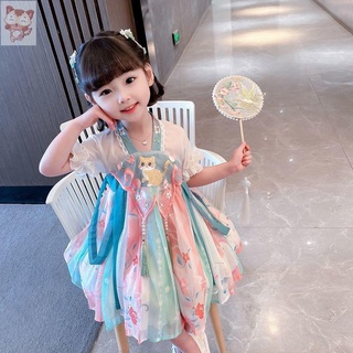 ✨✨小花貓童裝 兒童裙子 女童漢服連衣裙夏裝兒童裙子寶寶公主裙2022新款洋氣中國風夏季女