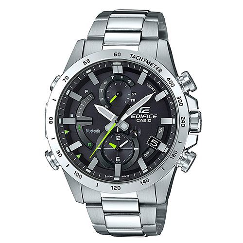 【CASIO】EDIFICE 夜行騎士計速藍牙太陽能不鏽鋼錶(EQB-900D-1A)正版宏崑公司貨