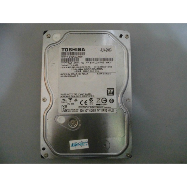 TOSHIBA 3.5吋~硬碟~1TB(1000GB)SATA~型號DT01ACA100 &lt;161&gt;