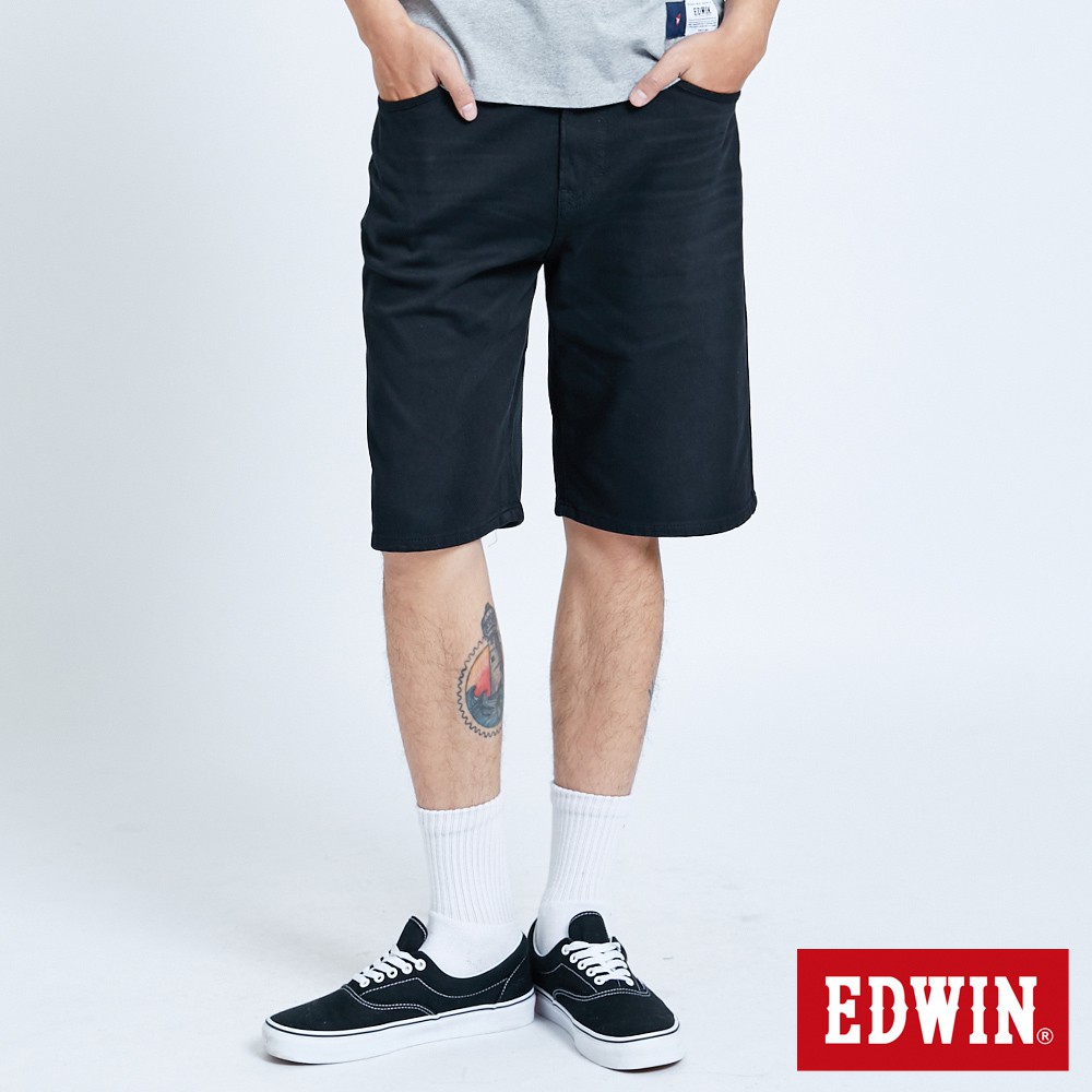 EDWIN 迦績JERSEYS EJ3棉復古休閒短褲(黑色)-男款