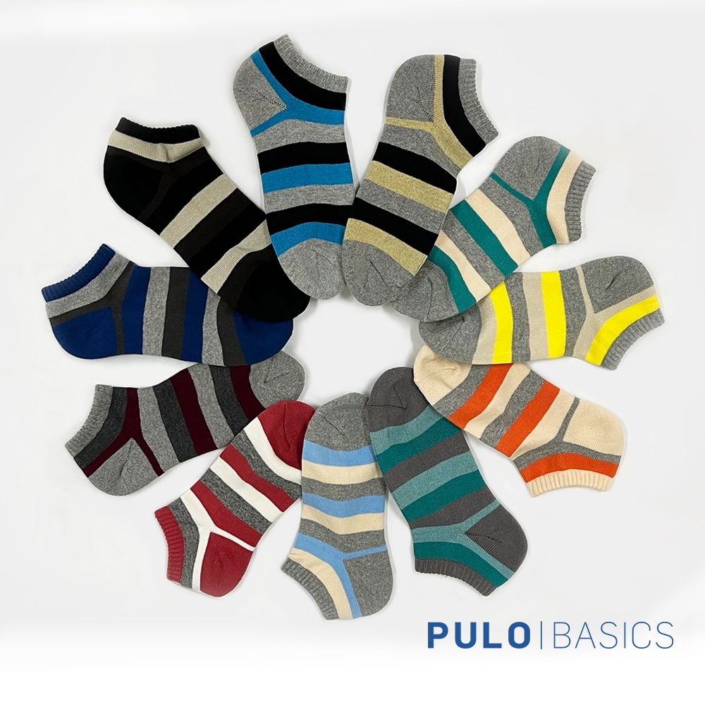 PULO-條紋氣墊裸襪 | 船型襪 | 厚底毛圈 | 多色 | 氣墊舒適毛圈 | 加厚毛圈