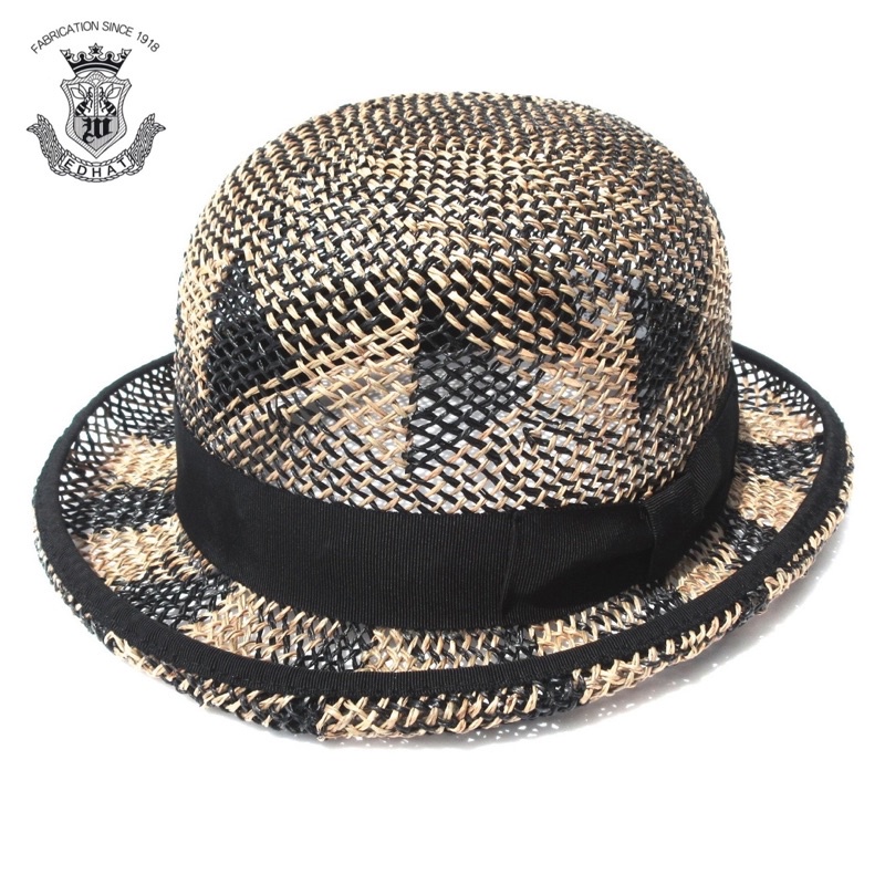 日本 EDHAT - Grass MIX Bowler Hat 雙色 圓頂 編織帽 草帽 紳士帽