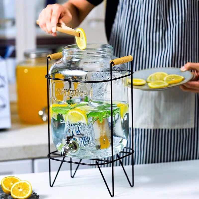 咖啡廳 檸檬水桶 水罐 果汁桶 5公升8公升 mason jar無鉛玻璃 龍頭葡萄酒桶 梅森罐 玻璃瓶 水壺