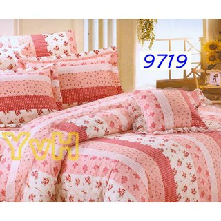 =YvH=床包 被套 涼被 薄床罩 枕套 兩用被套 100%精梳純棉 9719 粉色小玫瑰 台灣製造印染 單人 雙人