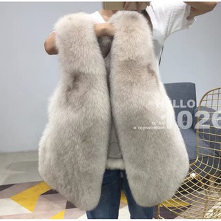 ++1026++歐美名媛 水貂毛毛絨披肩罩衫 澎澎兔毛毛海 保暖加厚皮草背心 無袖大衣外套 混色狐狸毛長版厚度毛毛背心