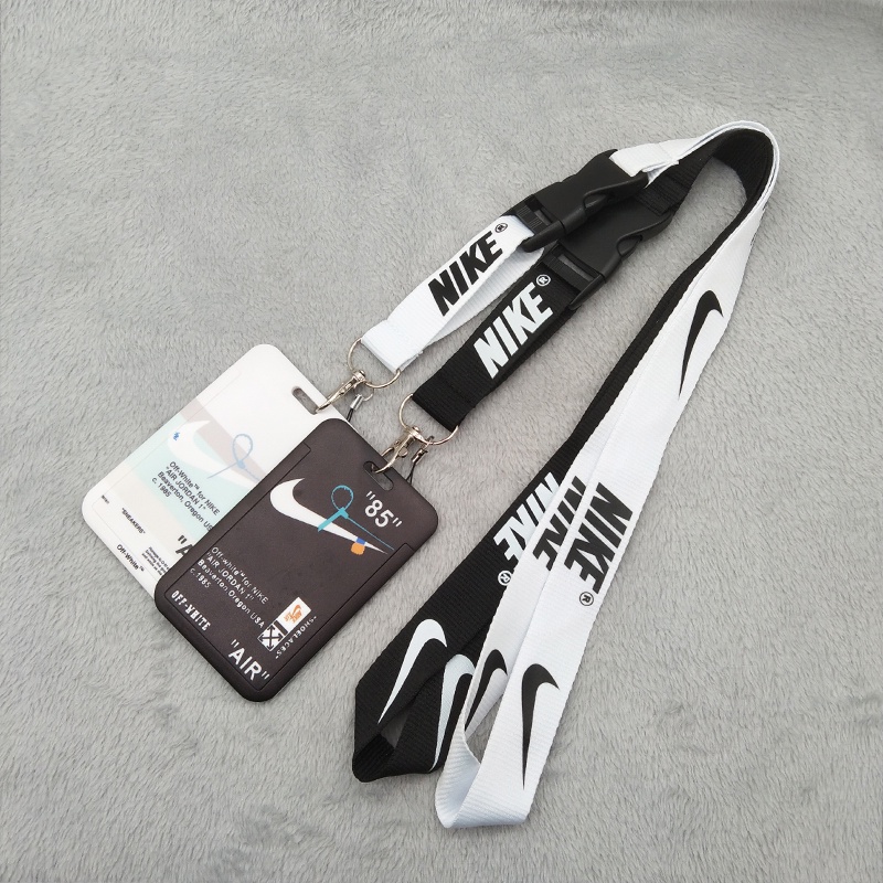 耐用的頸帶 ID 徽章卡夾保護套 用於手機殼鑰匙 ID 標籤盒 帶夾子扣和魅力硬卡盒黑白掛繩