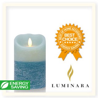 【Luminara 盧米娜拉 擬真火焰 蠟燭】地中海藍雙色漸層海洋香氛水紋蠟燭禮盒（中）/66015 +加贈充電電池組