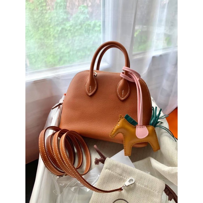 全新愛馬仕Hermès mini bolide 金棕銀扣 ec