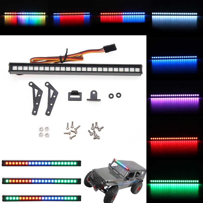 Rc 汽車升級零件 LED 燈條燈泡車頂燈 20 種模式閃爍適用於 1/10 RC 履帶 Traxxas TRX4 軸向