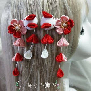 和風萌兔子 髮夾 縐布 日常穿戴 浴衣 和服 旗袍 皆適 單個價格