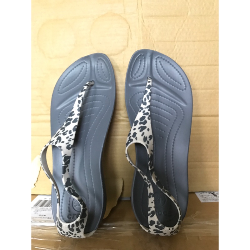 真品 Crocs 豹紋 女款 全新品 平底鞋 涼鞋 US8