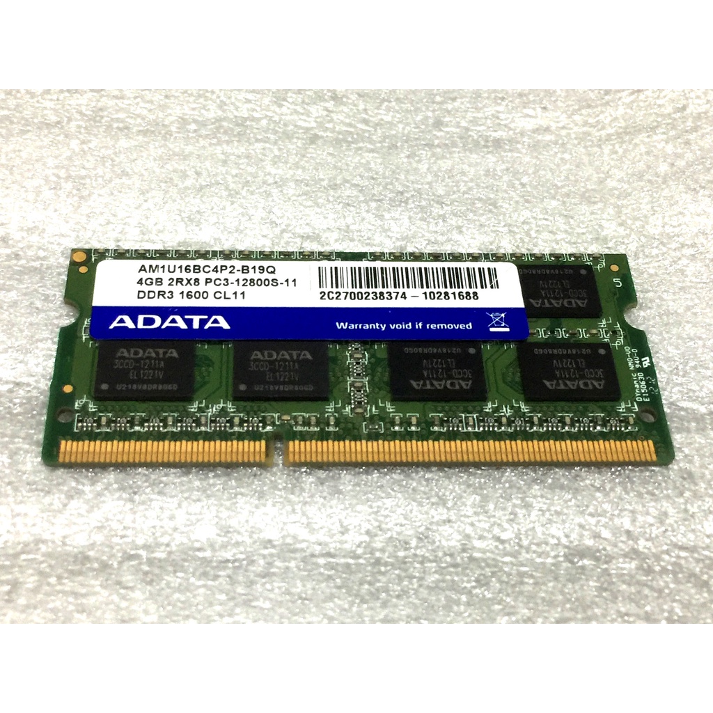 威剛 DDR3 1600 4G (pc3-12800S） 筆電記憶體