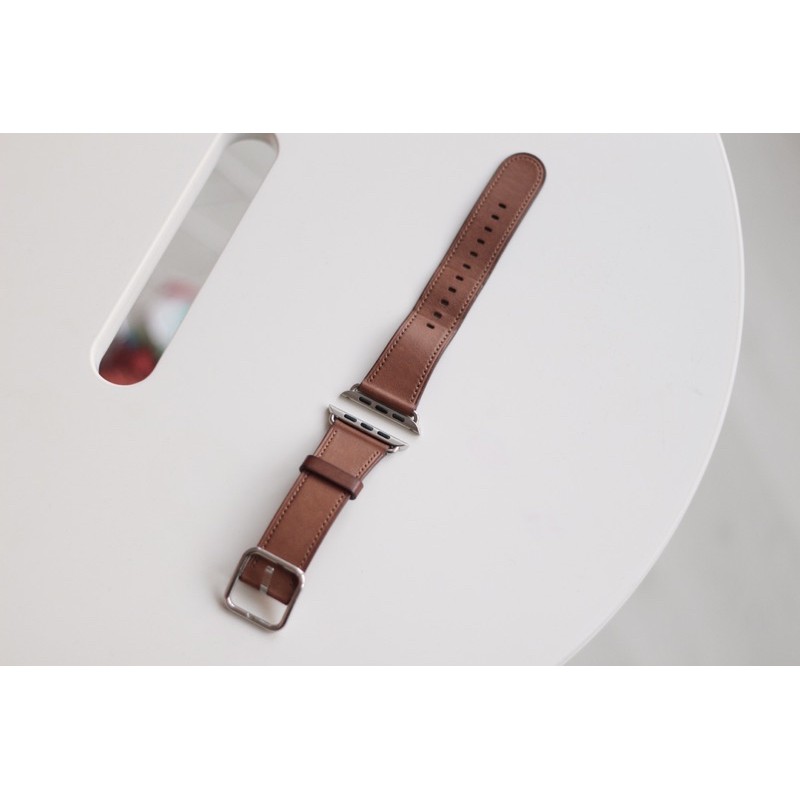 二手 原廠 Apple Watch 44mm 皮革錶帶（已絕版） 馬鞍棕色