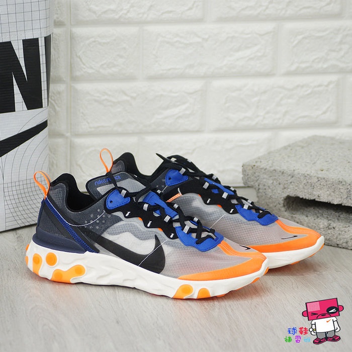 球鞋補習班 NIKE REACT ELEMENT 87 KNICKS 白橘藍 透明 慢跑鞋 輕量化 AQ1090-004