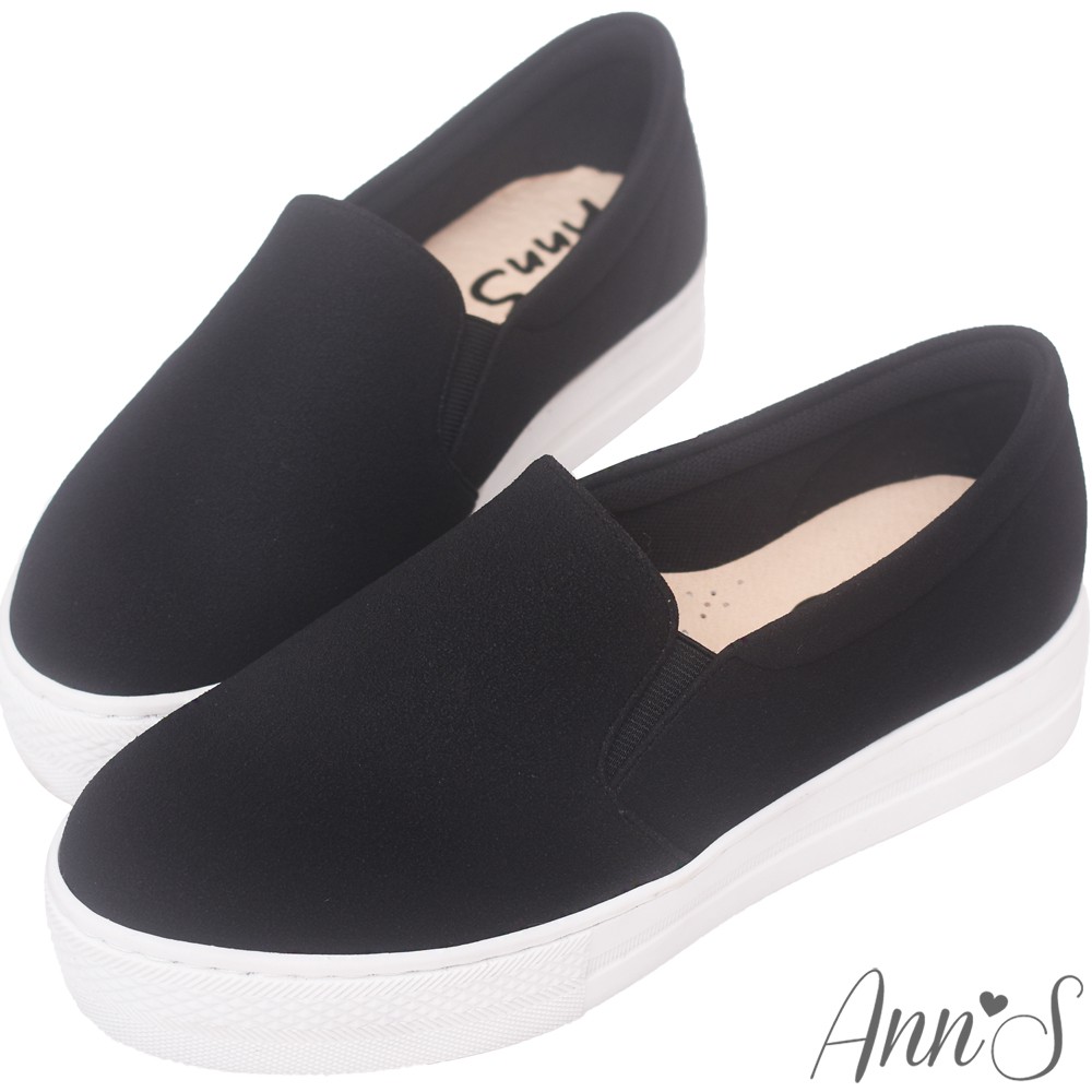 Ann’S進化2.0韓國絨足弓墊腳顯瘦厚底懶人鞋-黑