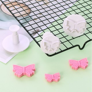 臺灣現貨翻糖蛋糕工具 3pcs蝴蝶彈簧彈簧餅乾模 切模 壓花模（库）