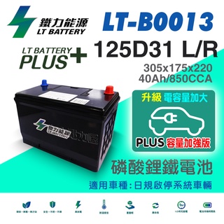 【台中電力屋】鐵力能源鋰鐵電池 125D31L 125D31R (PLUS版本12.8V850CCA)