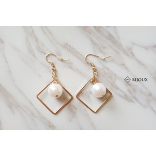 耳環 耳針 臺灣現貨 耳針 珍珠耳環 耳飾/飾品 菱形珍珠耳環 EP0009 ♥bijoux1698