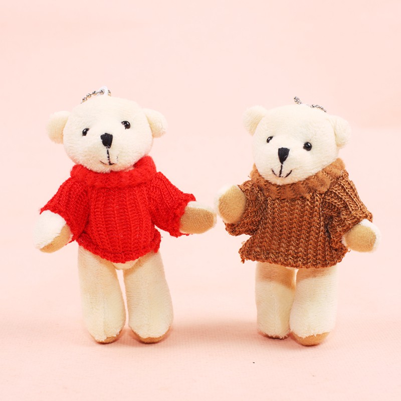12公分迷你毛衣小熊 附珠鏈 （單隻）包包手機吊飾 婚禮小物 小熊家族 泰迪熊專賣店