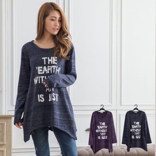 韓版英文圖印雪花布上衣(共2色)(XS-6L)onlyyou 中大尺碼 MIT臺灣製【A3625】