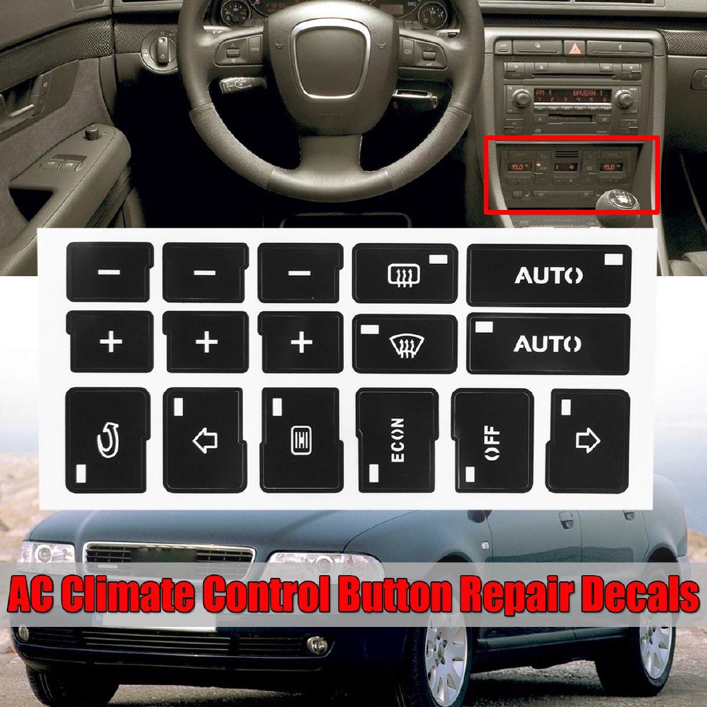 奧迪A4 B6 B7 2000 2001 2002 2003 2004的汽車空調交流空調控制按鈕維修貼紙貼花