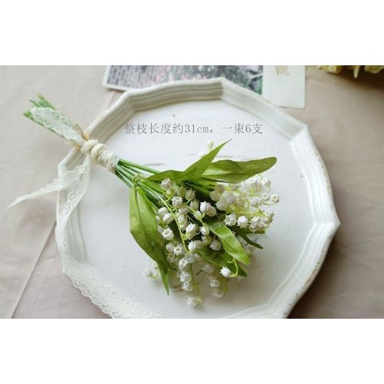 霜月 仿真花 仿真鈴蘭花歐式捧花不凋花永生花婚禮佈置手作素材攝影道具新娘捧花花束拍照道具 蝦皮購物