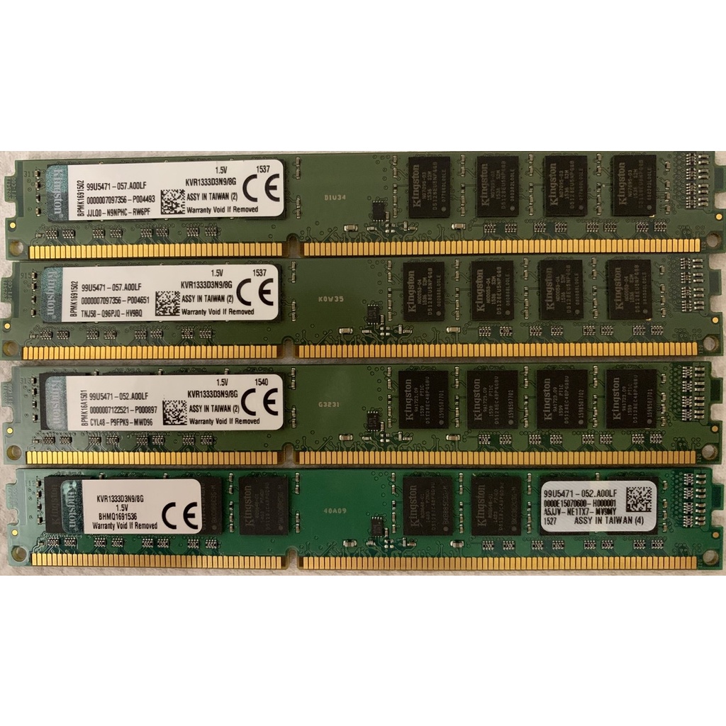 金士頓 Kingston DDR3 1333 8G 雙面記憶體 - 原廠終生保固