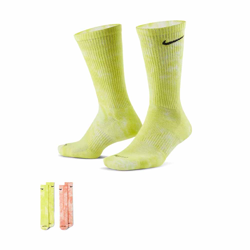 Nike Everyday Plus 橘黃 兩雙入 渲染 水洗 紮染 緩震 中筒襪 DM3407-904