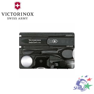 VICTORINOX 維氏卡13用名片型瑞士LED燈刀 / 透黑色 / 0.7333.T3 / VN272【詮國】