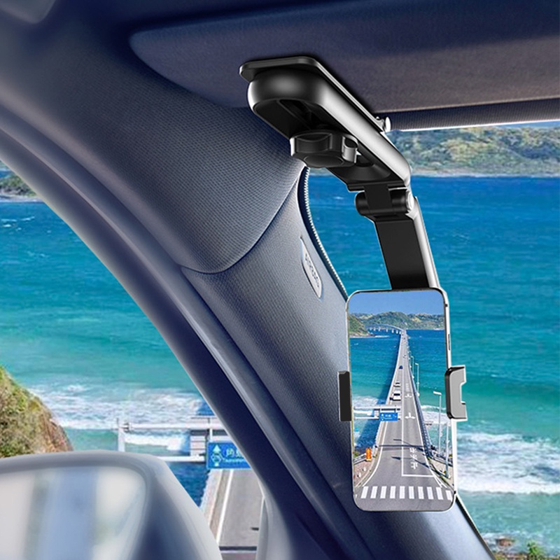 SEAMETAL汽車手機支架遮陽板夾式支架  可360° 旋轉適用於4-7英吋手機