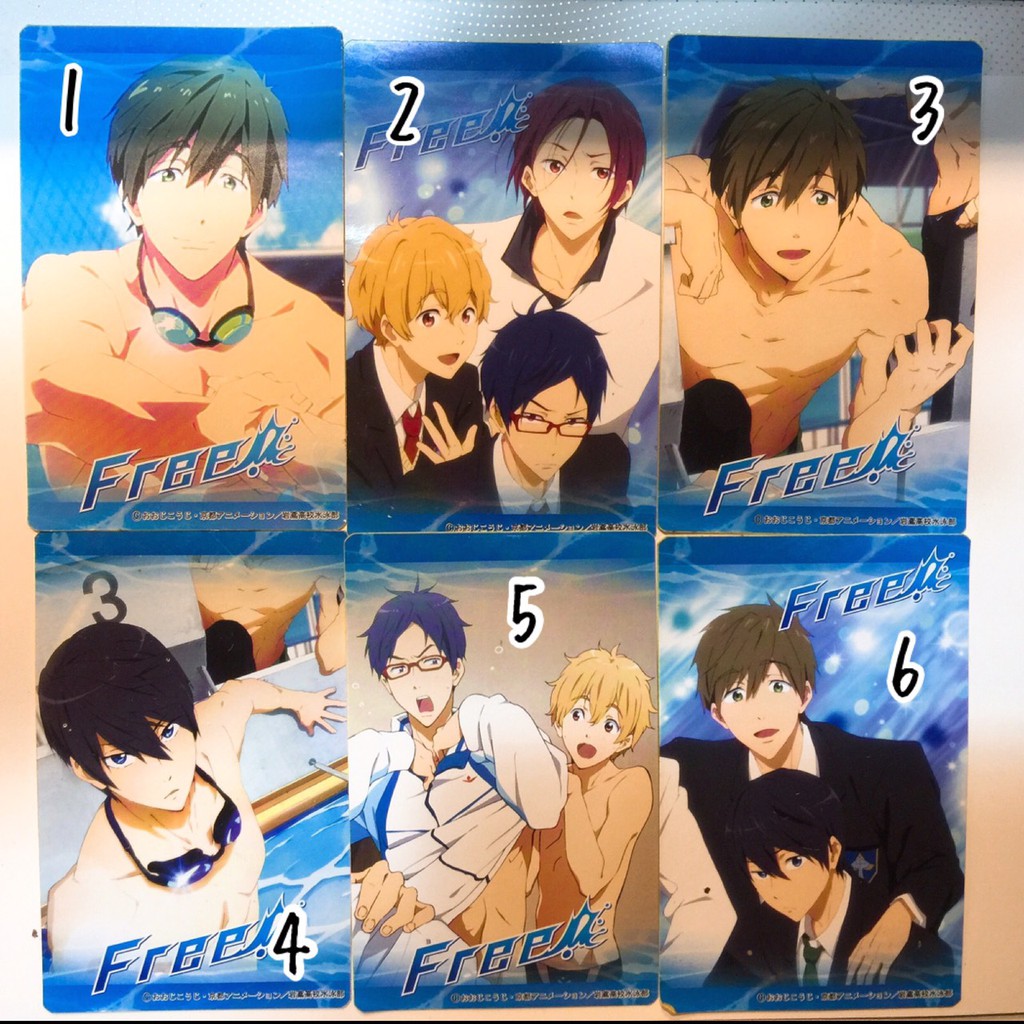 Free 七瀨遙松岡凜橘真琴葉月渚龍崎怜free 男子游泳部貼紙共六款一組售出 蝦皮購物