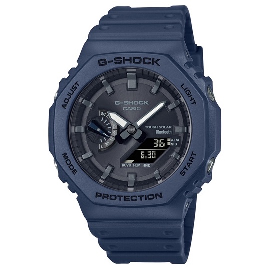 CASIO 卡西歐 男 G-SHOCK 八角形碳核心防護太陽能多功能潮流運動腕錶-復古藍(GA-B2100-2A)