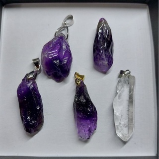天然夢幻.烏拉圭紫水晶,白水晶項鍊吊墬，戒指16-42mm