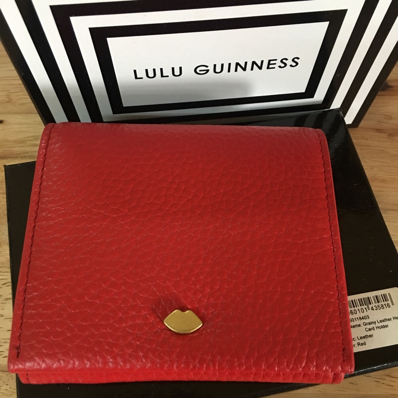 英國經典品牌LULU GUINNESS 荔枝紋小短夾 全新 正紅色