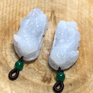 天然緬甸翡翠白冰種皮貅