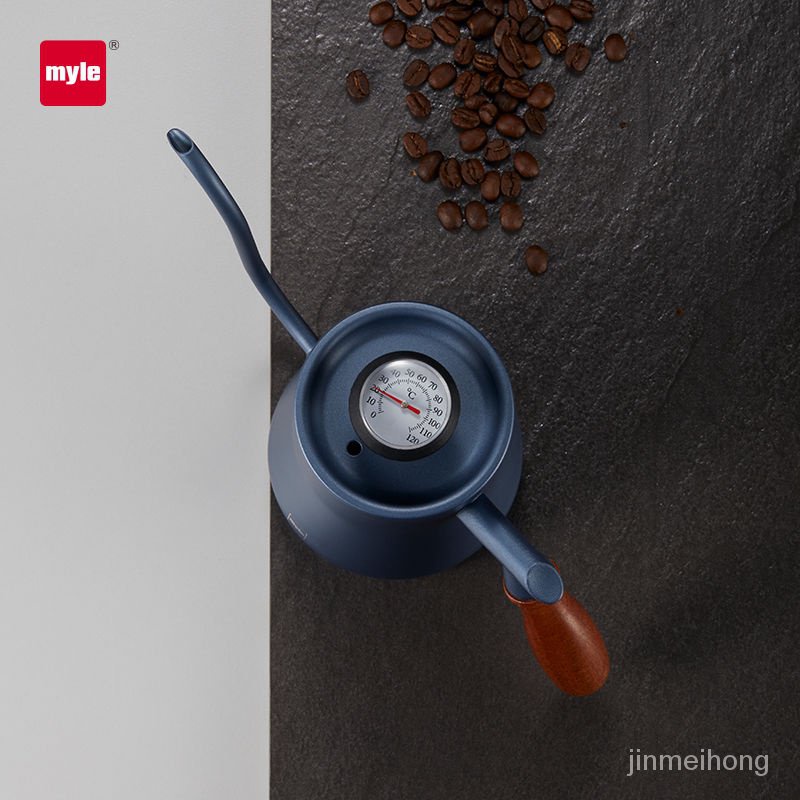 現貨 促銷 德國myle咖啡手衝壺長嘴咖啡壺套裝細口壺帶溫度計控溫木柄 p1ru