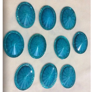 DIY 飾品 卡片裝飾 禮物包裝 塑膠製品 孔雀藍寶石 貼片 平底