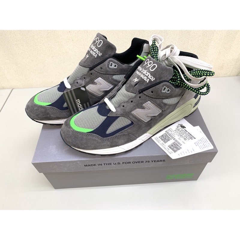 Madness X New Balance 990v2 灰色 M990MD2 螢光綠 US9.5 余文樂 六叔 666