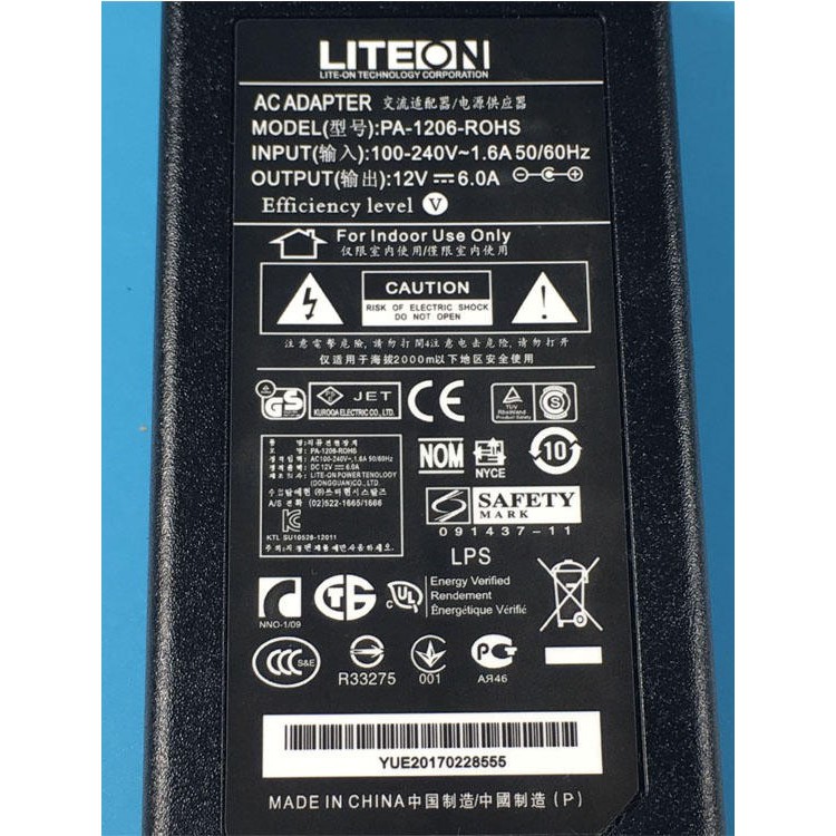 建興 LITEON  DC 12V 6A 足瓦 變壓器 穩壓器 監控電源 LED電源 全球認證 台灣認證 R33275