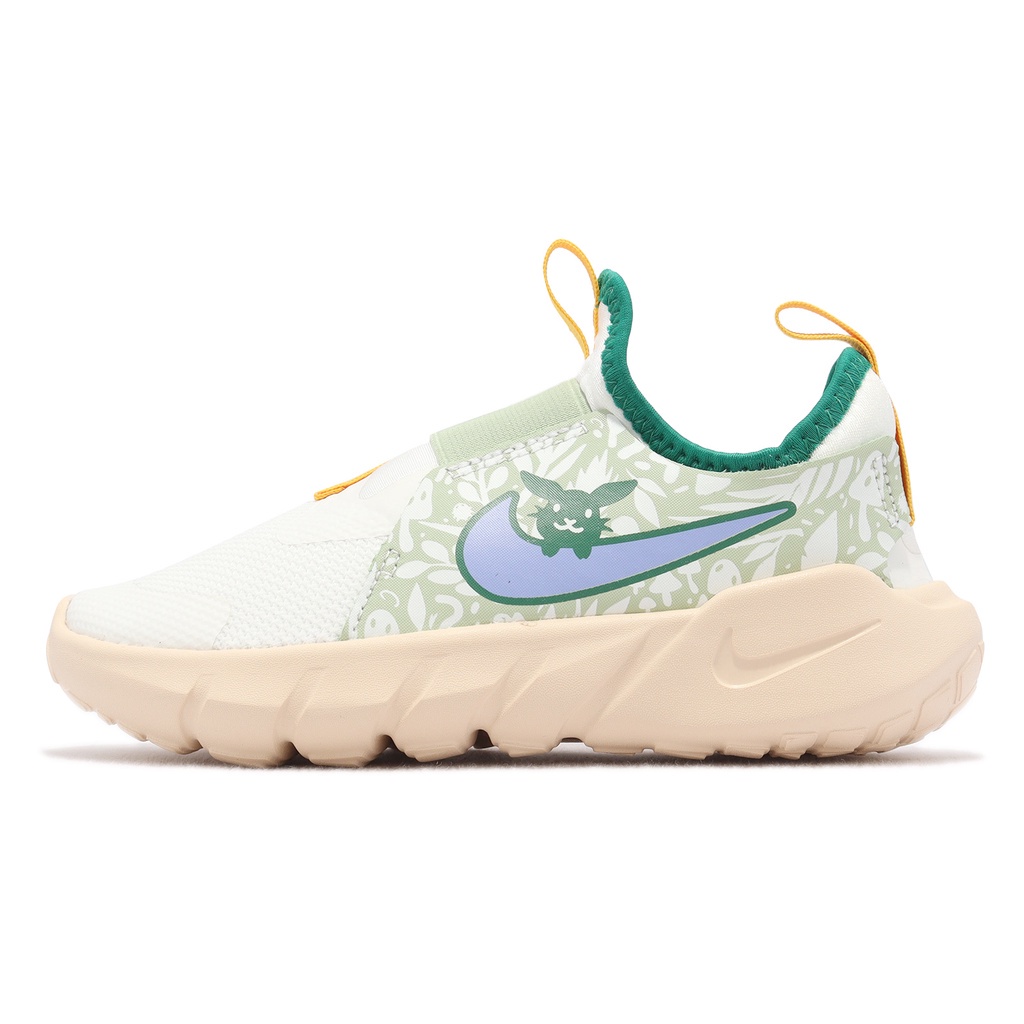 Nike 童鞋 Flex Runner 2 LIL PSV 米白 綠 中童鞋 無鞋帶 【ACS】 DV1377-100