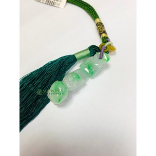 【亞熱帶精品】◆現貨◆附保證書。包包/鑰匙/汽車掛件 避邪擋煞 轉運祈福 白底青雕猴壽桃中國結吊飾