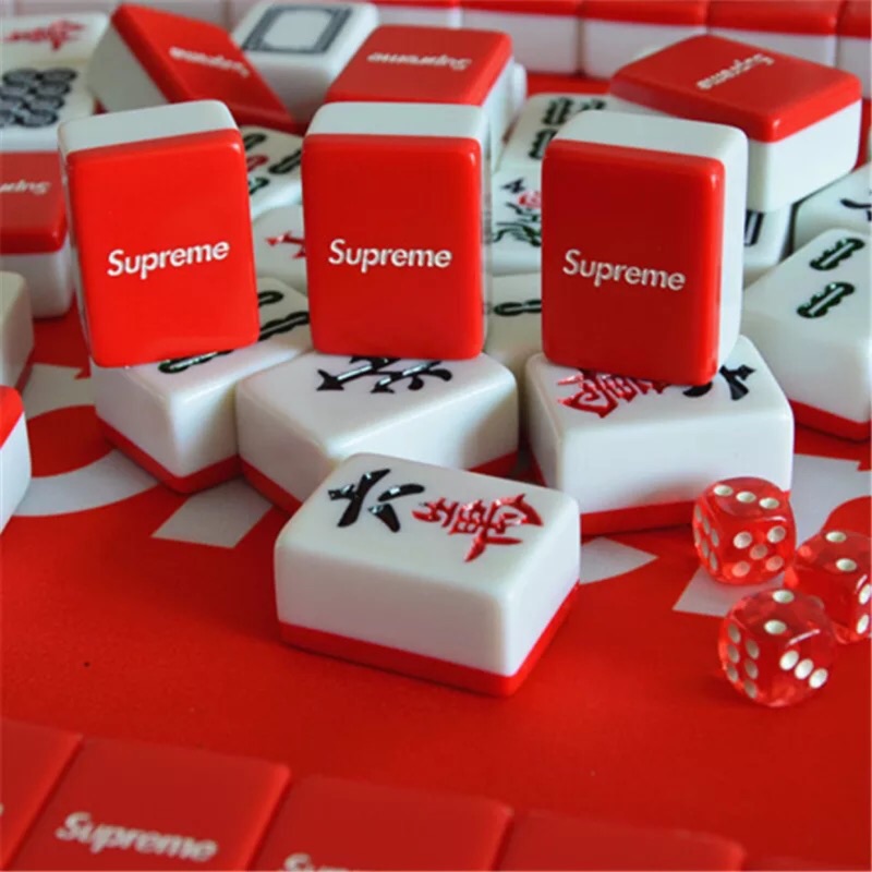 不用等 supreme 紅色 黑色 麻將 攜帶小麻將