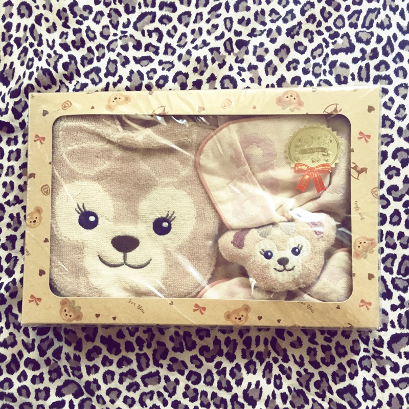 迪士尼 Duffy達菲&amp;雪莉玫 嬰兒 滿月圍兜 小方巾 禮盒