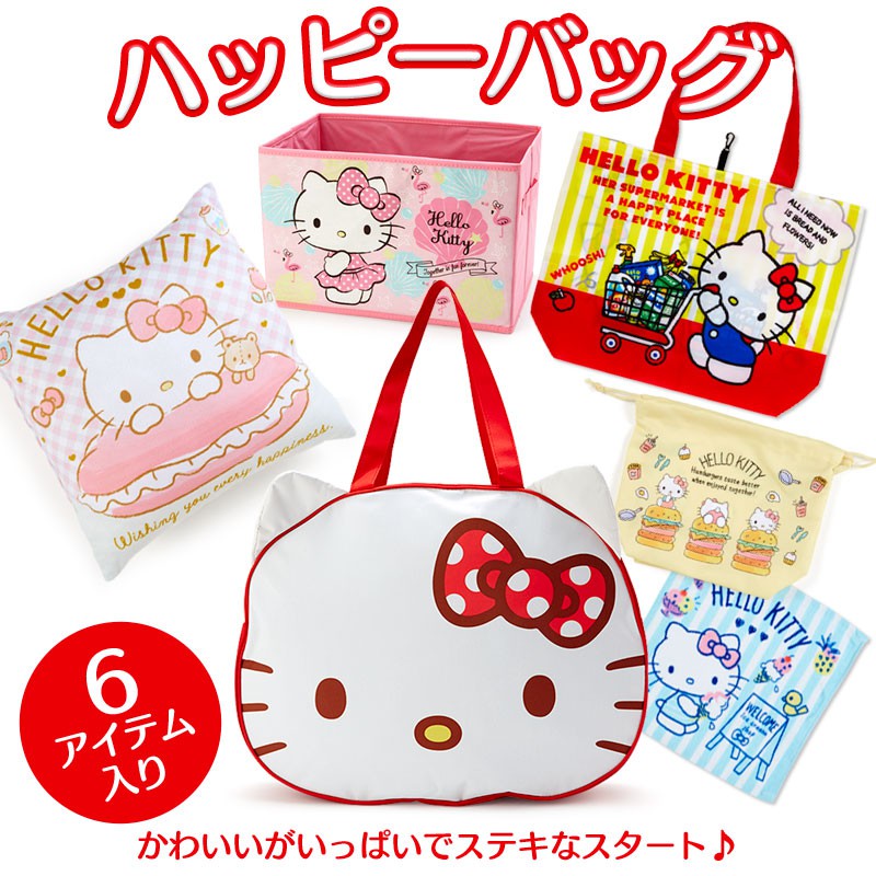 (現貨在台)日本正品Sanrio 三麗鷗 福袋 肩背包 帆布 抱枕 束口袋 方巾 Hello kitty 凱蒂貓 6入