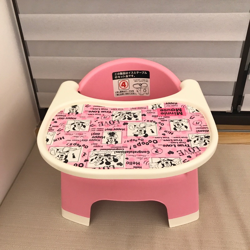 日本米妮餐桌用餐椅 粉紅色 餐桌可拆 有餐墊